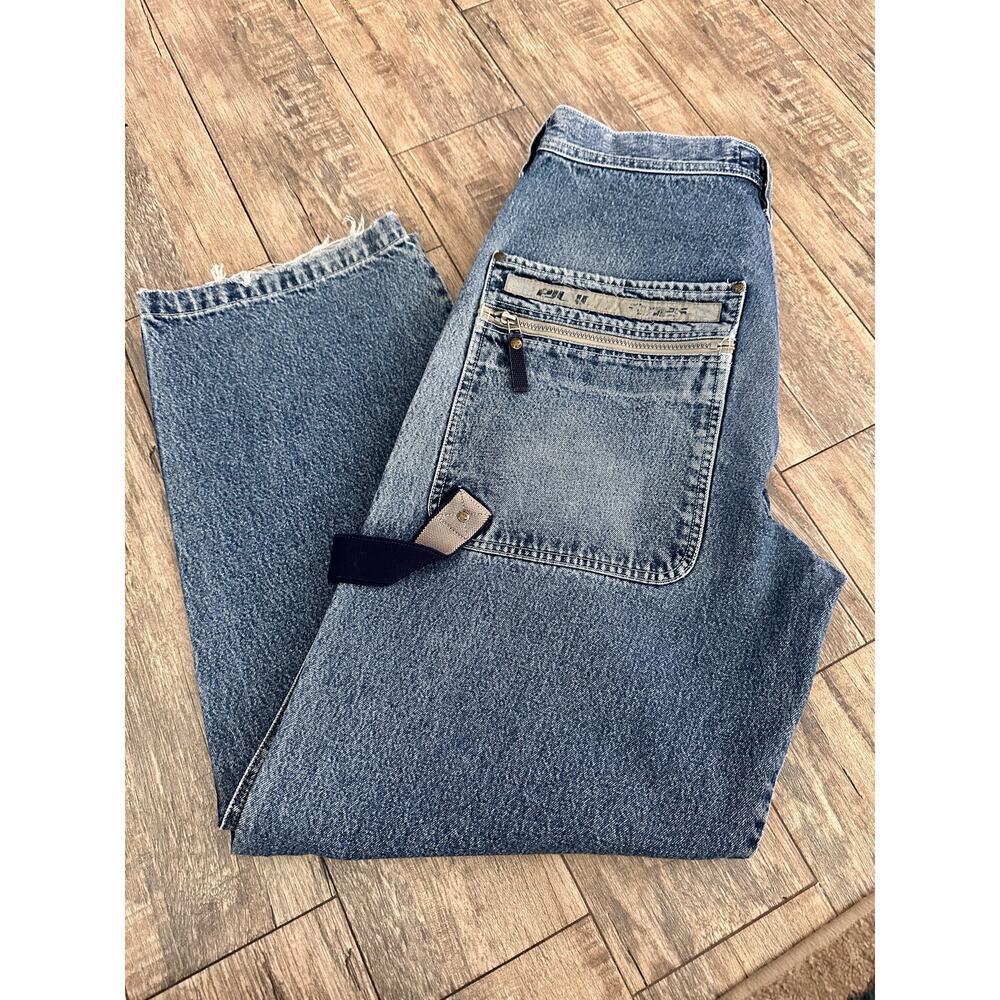 Vintage Pepe Rare Y2k Blue Carpenter Loose Baggy Hip Hop Wide-Leg Jeans Size 36